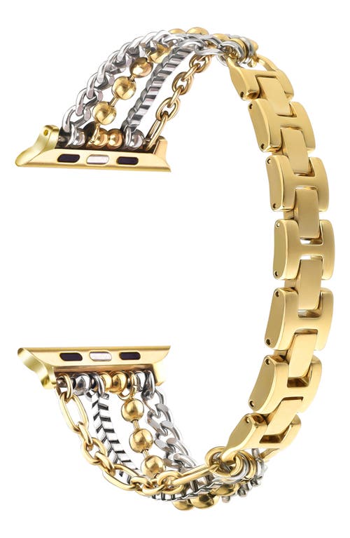The Posh Tech Leo Mixed Chain Stainless Steel Apple Watch® Bracelet Watchband In Gold/silver