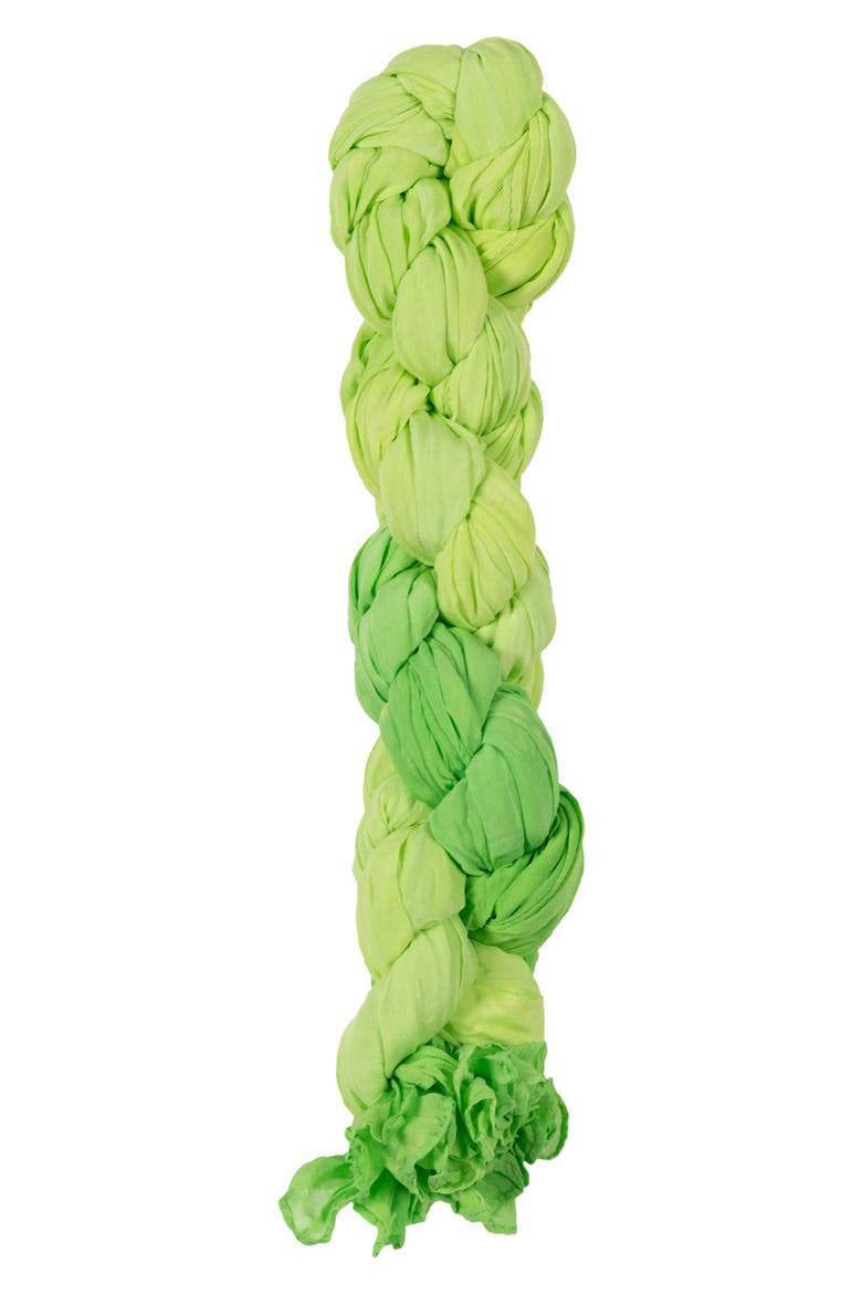 Dip Dye Silk Pleated Scarf, Alternate, color, BLAZE OMBRE