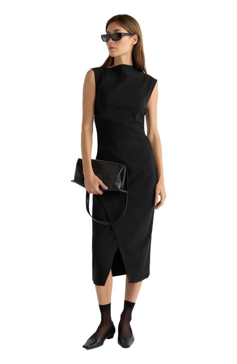 Modern Citizen Manon Asymmetric-Neck Ruched Dress, Alternate, color, Black