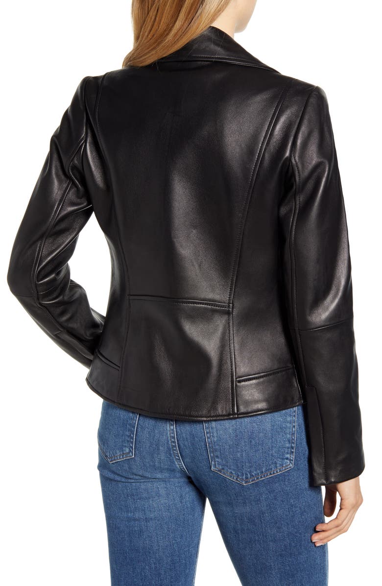 Derek Lam 10 Crosby Lambskin Leather Moto Jacket, Alternate, color, 