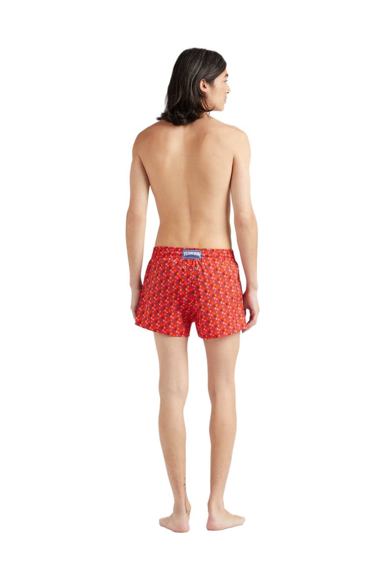 Men's Micro Ronde Des Tortues Rainbow Stretch Swim Shorts, Alternate, color, COQUELICOT