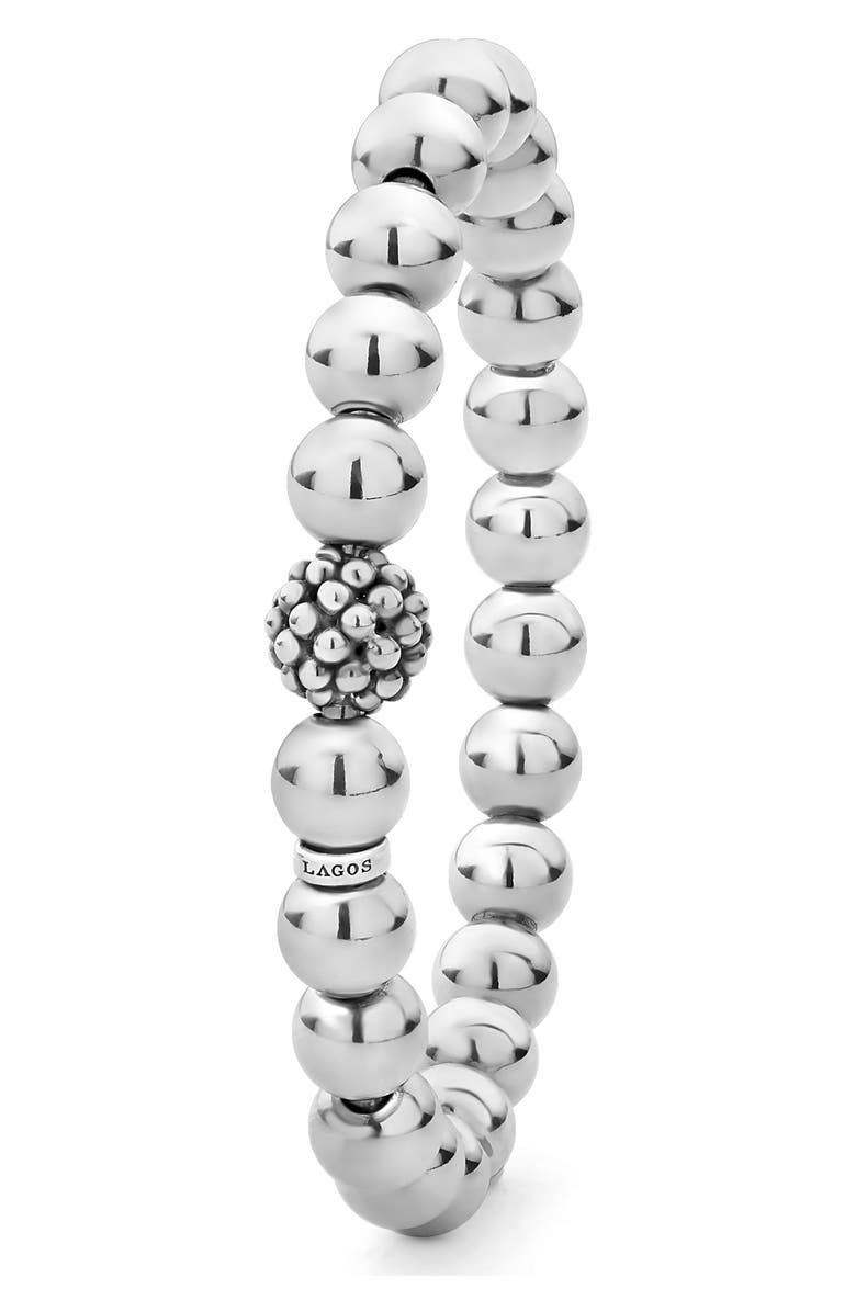 LAGOS Signature Caviar Lattice Ball Stretch Bracelet, Alternate, color, Silver