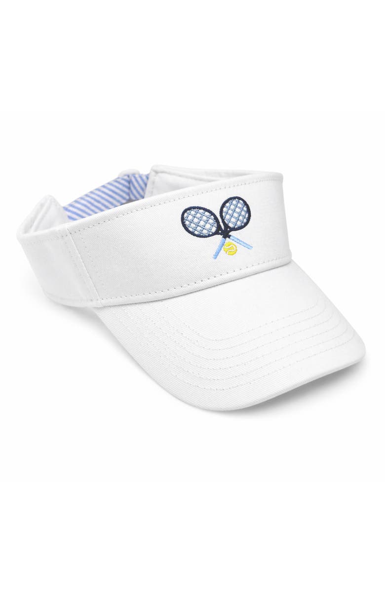 Bits & Bows Tennis Rackets Visor, Main, color, White