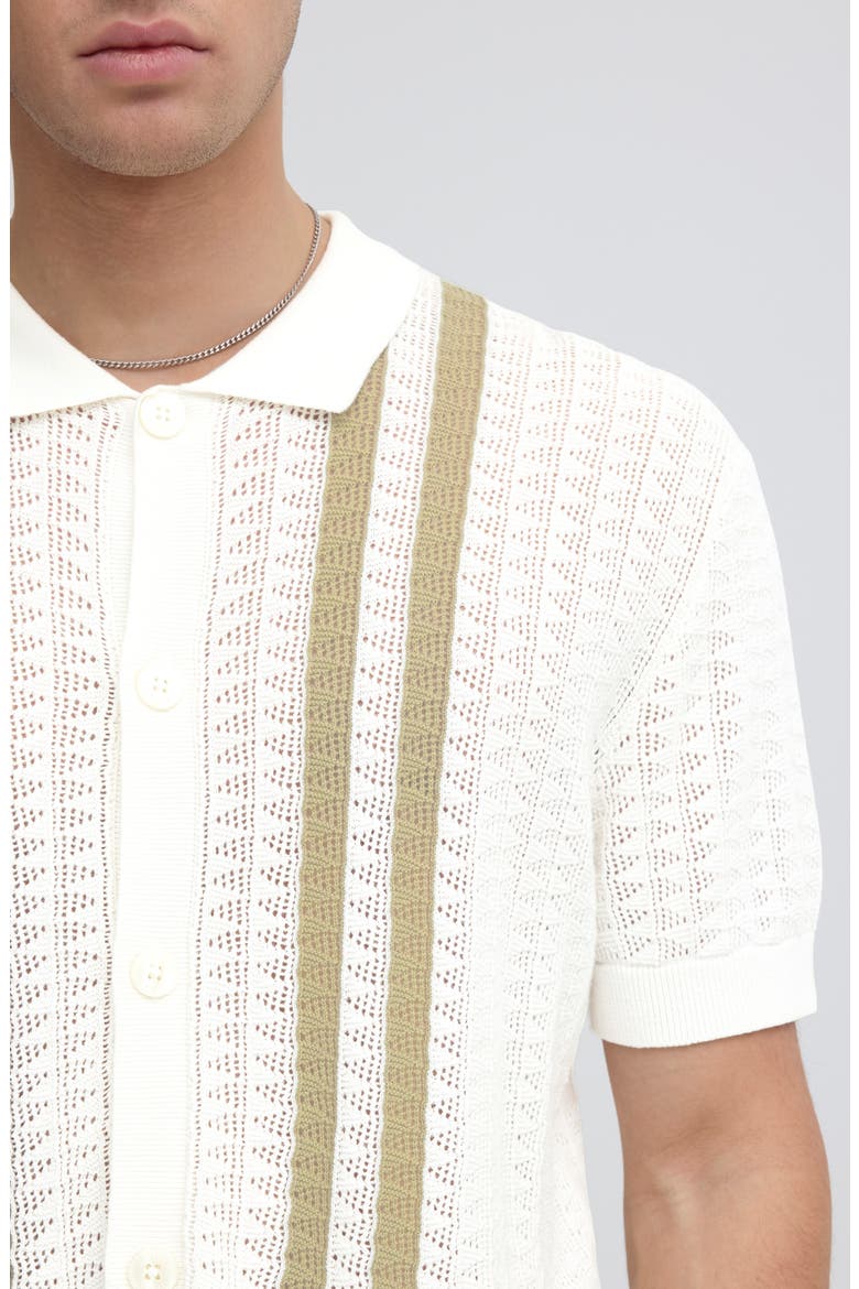 Holla Pointelle Knit Sweater Polo, Alternate, color, MARSHMALLOW