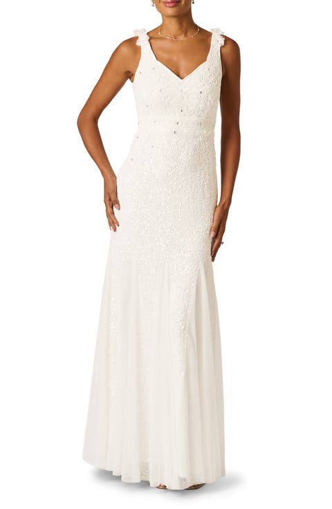 Beaded Godet Mermaid Gown