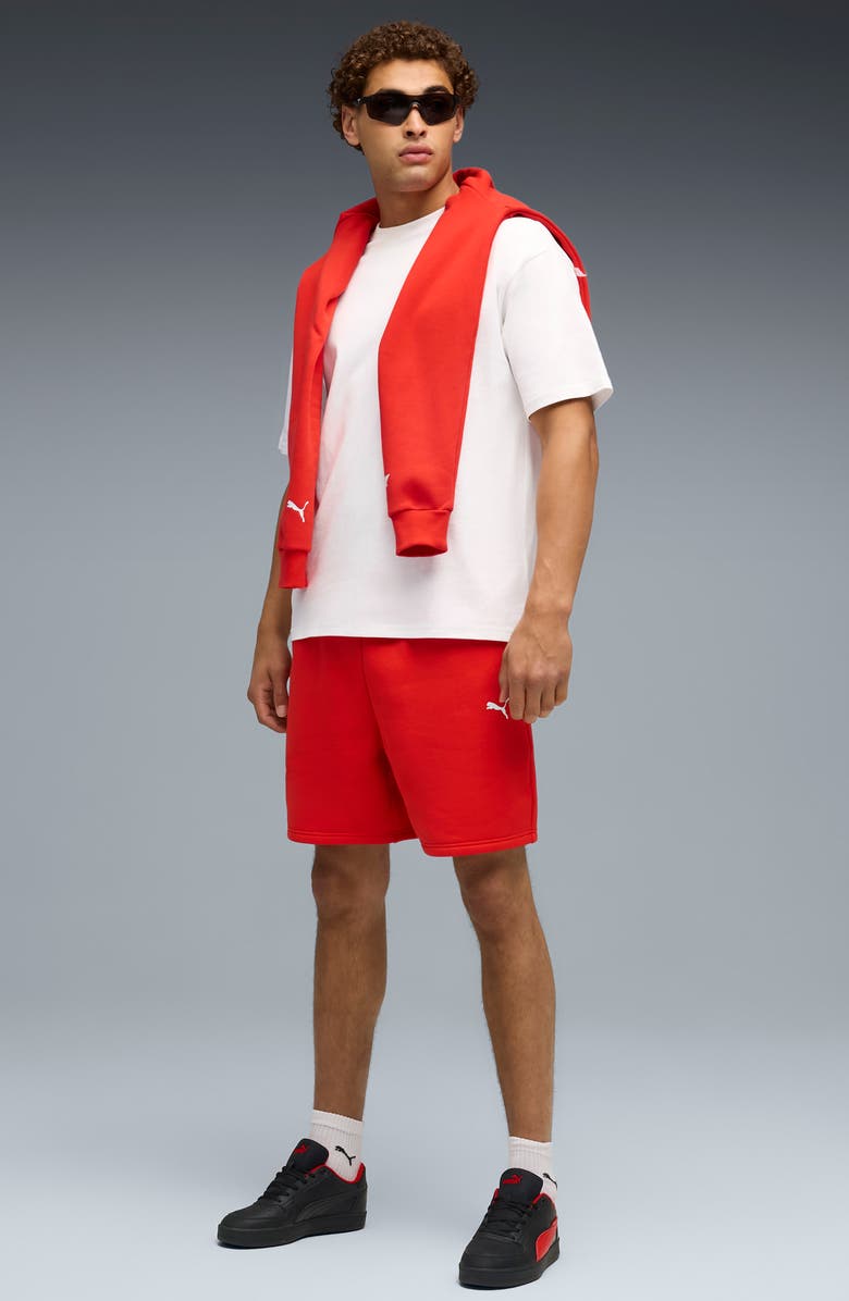 PUMA Formula 1<sup>®</sup> Essential Logo Fleece Sweat Shorts, Alternate, color, Pop Red