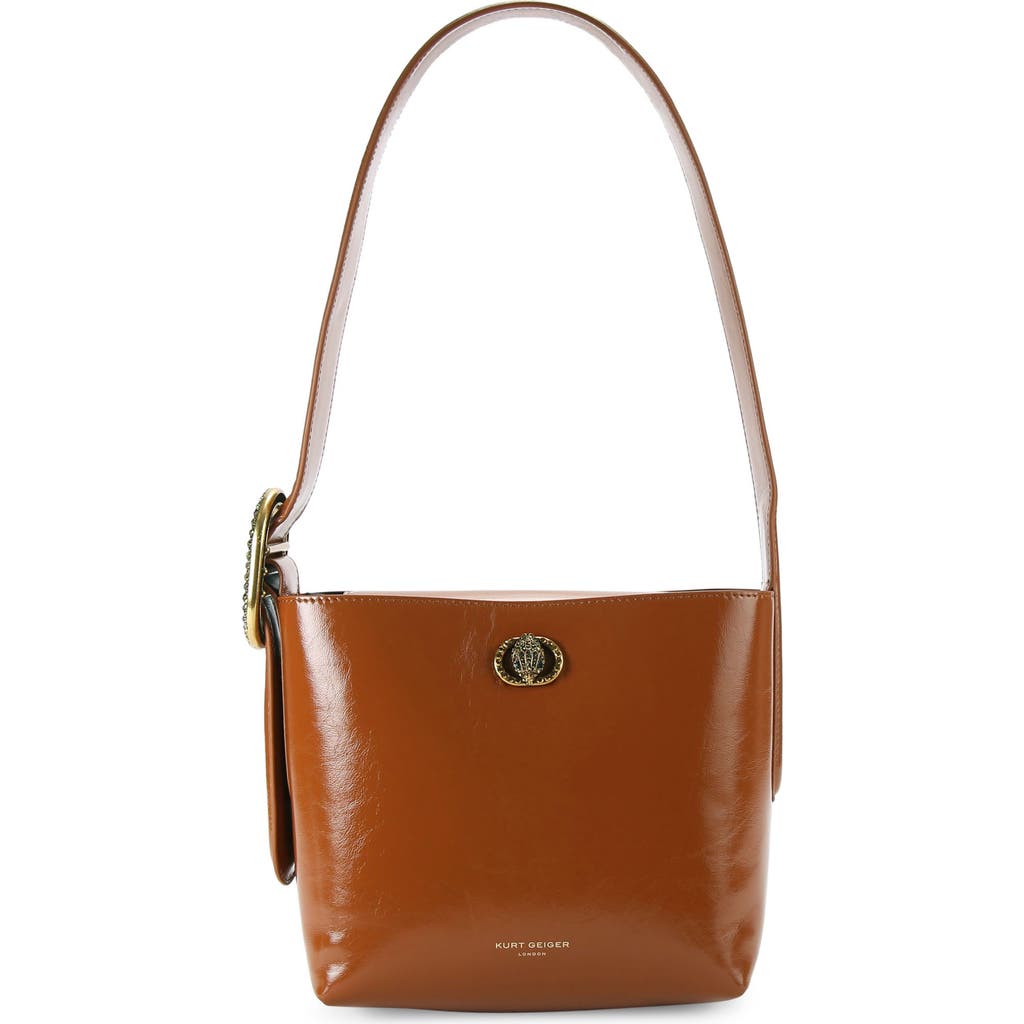 Kurt Geiger London Small Chelsea Leather Bucket Bag In Brown