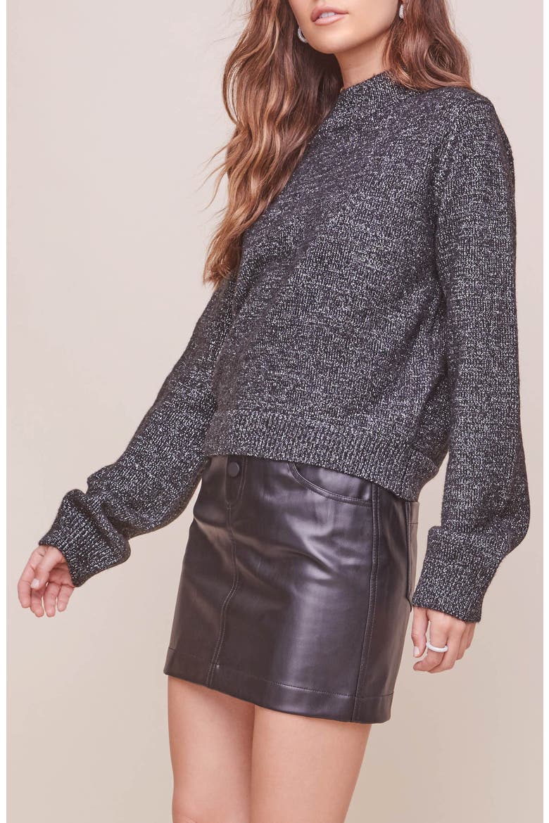 Arabella Mock Neck Sweater, Alternate, color, BLACK-SILVER