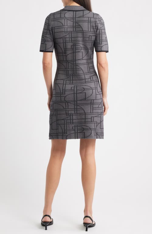 Zoe And Claire Jacquard Polo Minidress In Gray