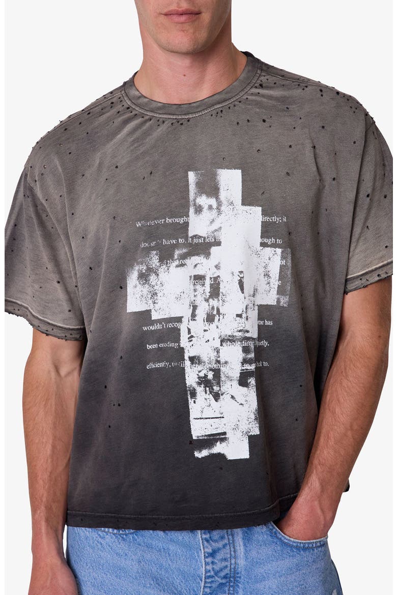 Fractured Graphic Distressed T-Shirt, Alternate, color, WASHED BLACK