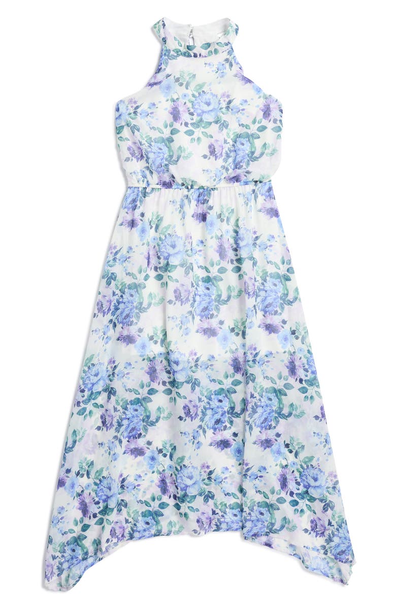 Ava & Yelly Kids' Halter Neck Maxi Dress, Main, color, Blue