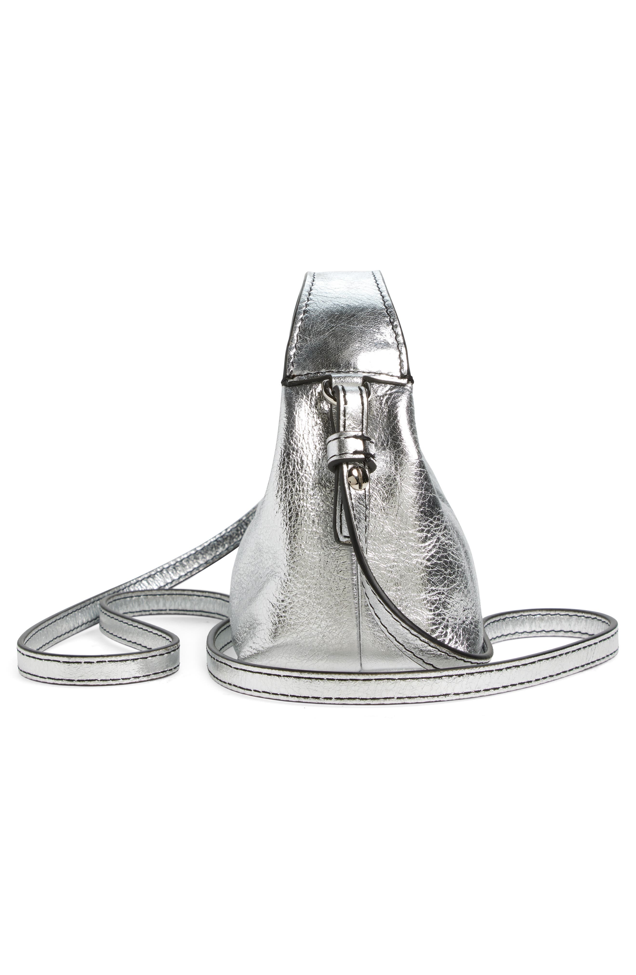 Off-White Micro Arcade Metallic Leather Crossbody Bag, Alternate, color, 