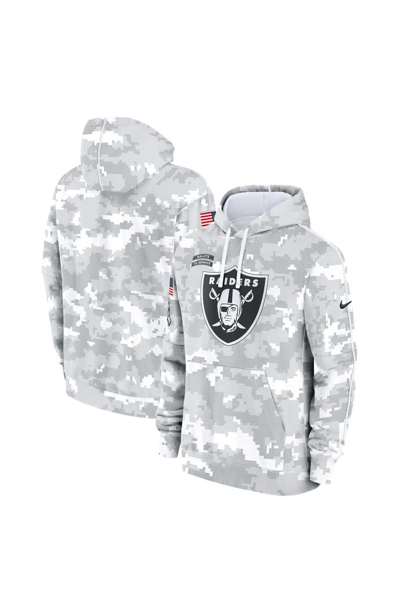 Nike Men's Nike Arctic Camo Las Vegas Raiders 2024 Salute to Service Club Fleece Pullover Hoodie, Main, color, 
