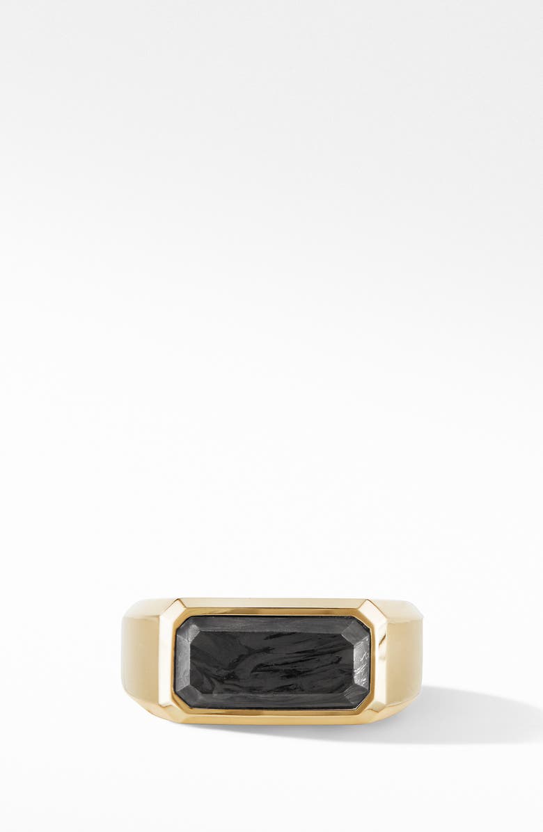 David Yurman Forged Carbon Signet Ring in 18K Yellow Gold, Alternate, color, 