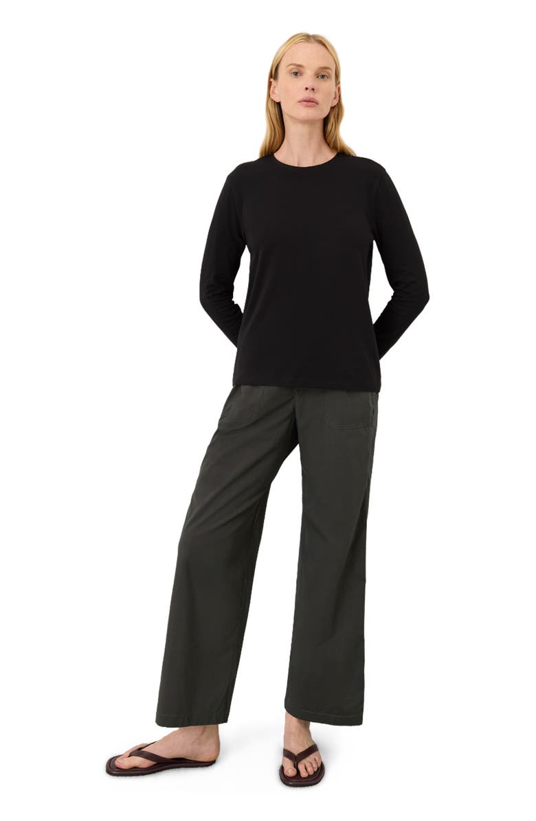 Pact Luxe Essential Crewneck Long Sleeve Tee Made With Organic Cotton, Alternate, color, Black