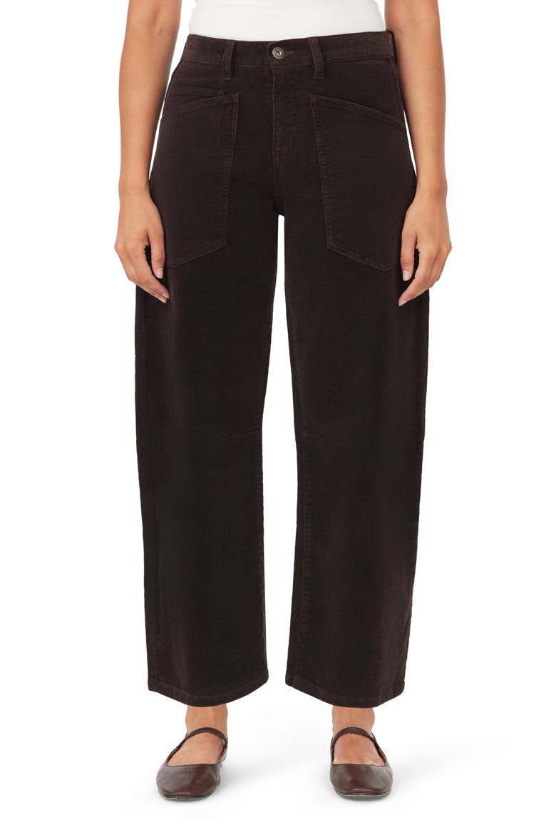 Barrel Leg Ankle Pants, Main, color, CHOCOLATE TORTE CORD