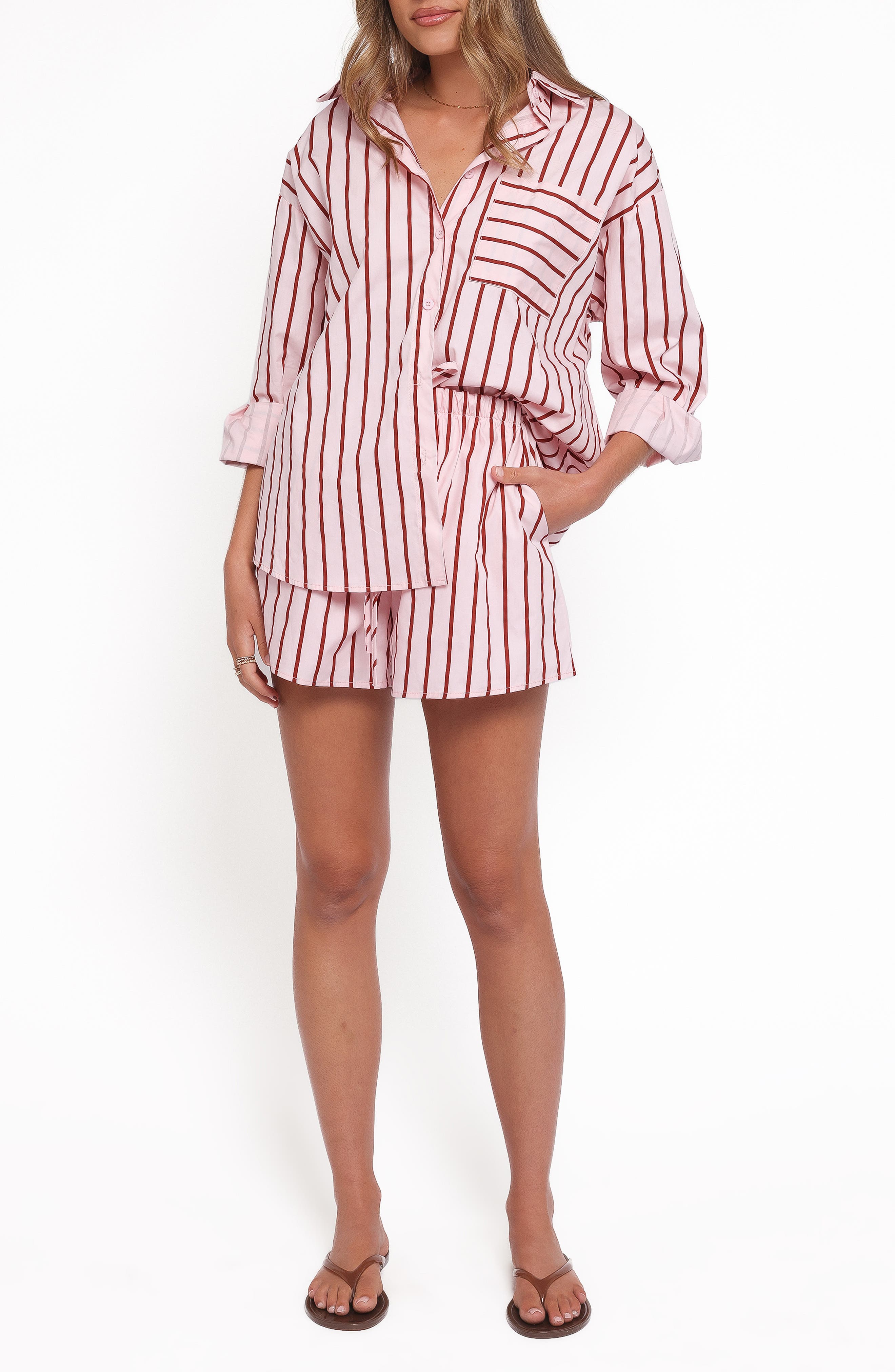 selected PINK AND BURGUNDY STRIPE