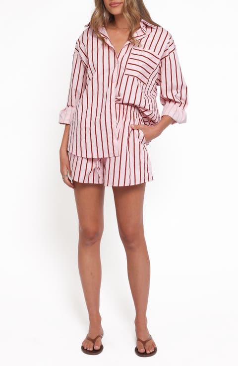 Ashlyn Striped Cotton 2-Piece Shorts Set