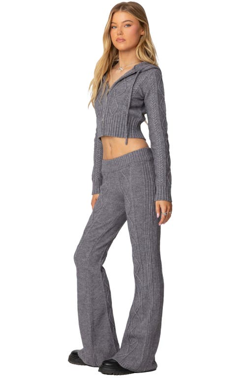 EDIKTED EDIKTED RAY CABLE STITCH KNIT FLARE SWEATER PANTS