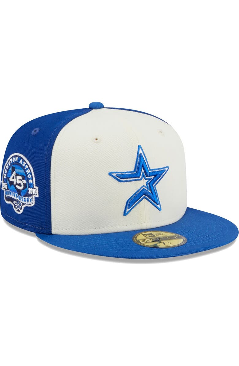 New Era Men's New Era Cream/Royal Houston Astros Chrome Anniversary 59FIFTY Fitted Hat, Alternate, color,