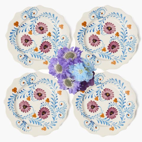 Damson Flowers Dinner Plates (Set of 4)