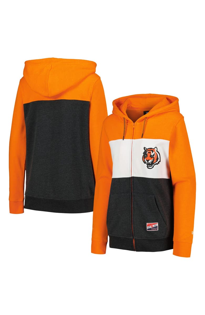 New Era Women's New Era Orange Cincinnati Bengals Color-Block Full-Zip Hoodie, Alternate, color, Orange