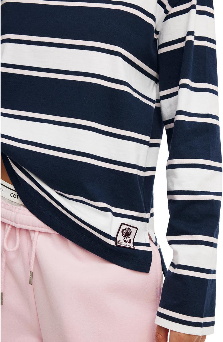 COTTON ON BODY Women's Active Long Sleeve Graphic Crew, Alternate, color, Prep Sport Navy Stripe