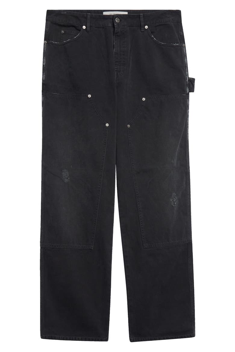 Journey Distressed Cotton Painter Pants, Alternate, color, BLACK