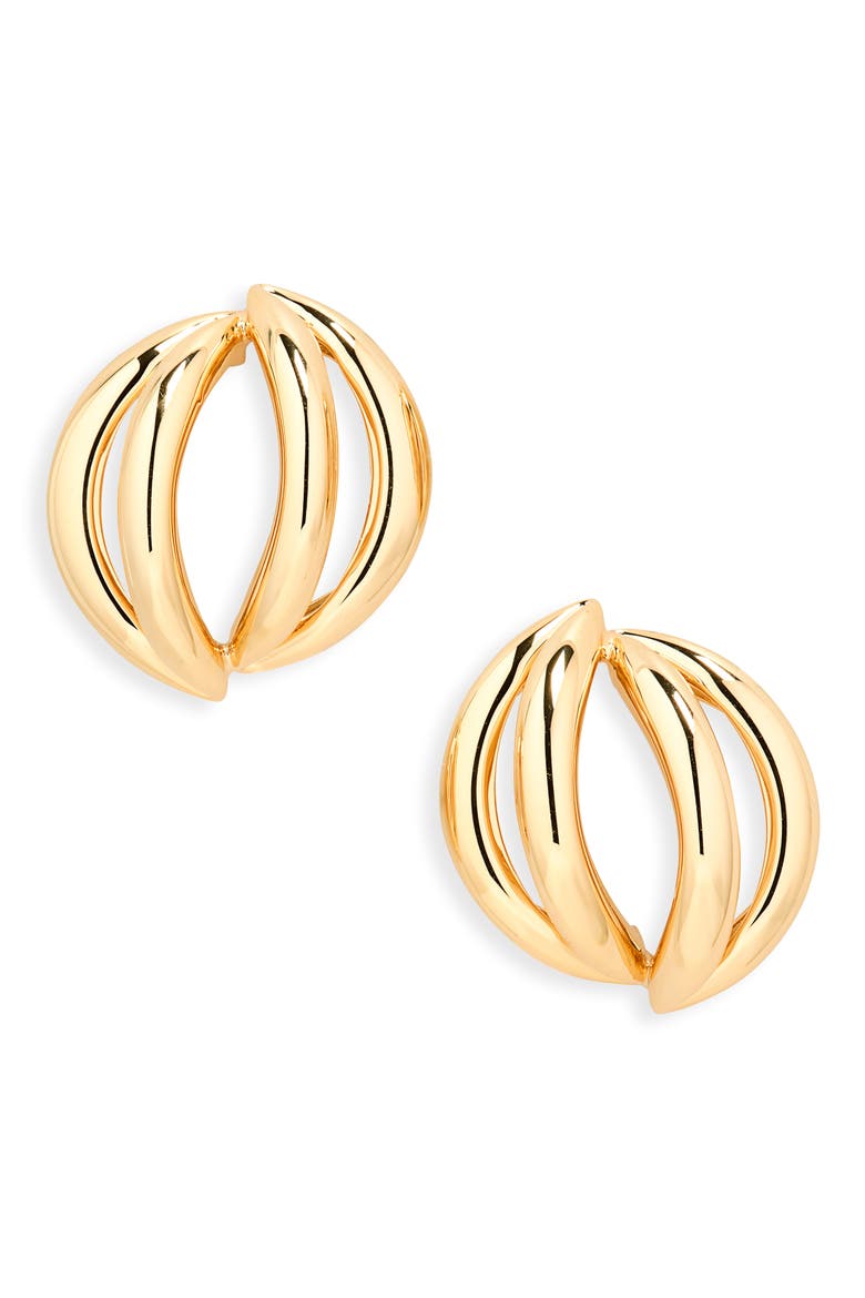 Interocking Small Drop Earrings, Main, color, GOLD