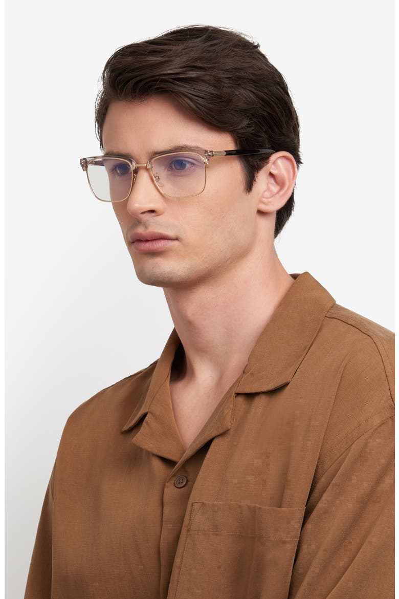54mm Rectangular Optical Glasses, Alternate, color, GREY HAVANA GOLD/ BLUE SP