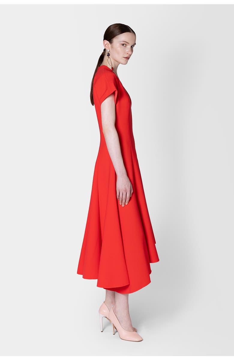 Roksanda Sapha V-Neck Midi Dress, Alternate, color, Red Tint / Pele