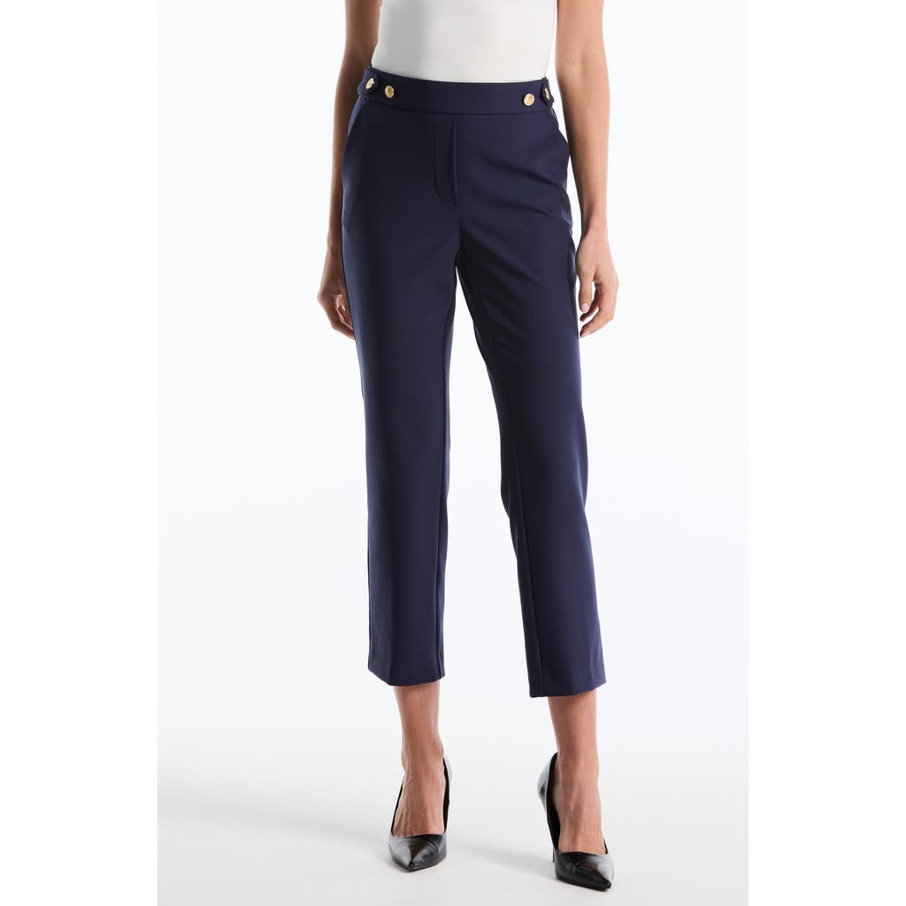 Laundry By Shelli Segal Tab Detail Straight Leg Pants In Blue