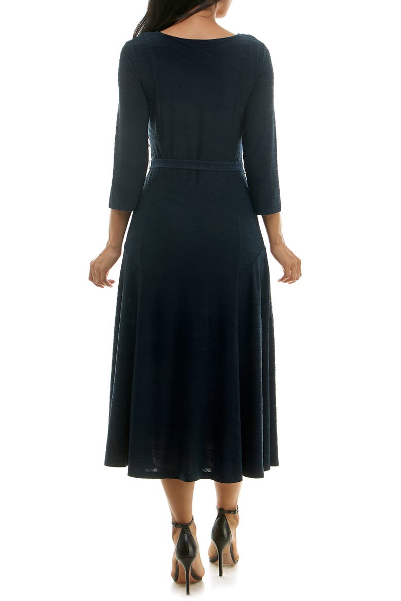 Sylvia Tie Waist A-Line Midi Dress, Alternate, color, NAVY STITCHED