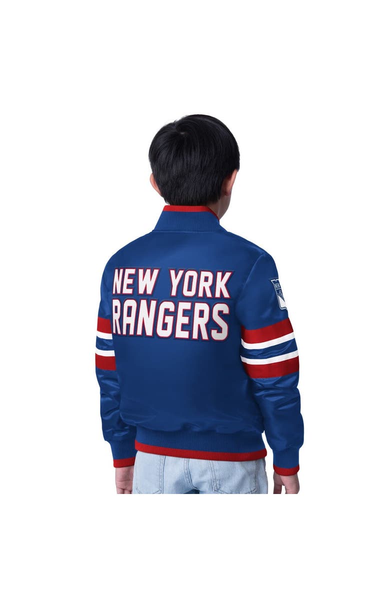 STARTER Youth Starter  Blue/Red New York Rangers Scout 1 Full-Snap Varsity Jacket, Alternate, color, Blue