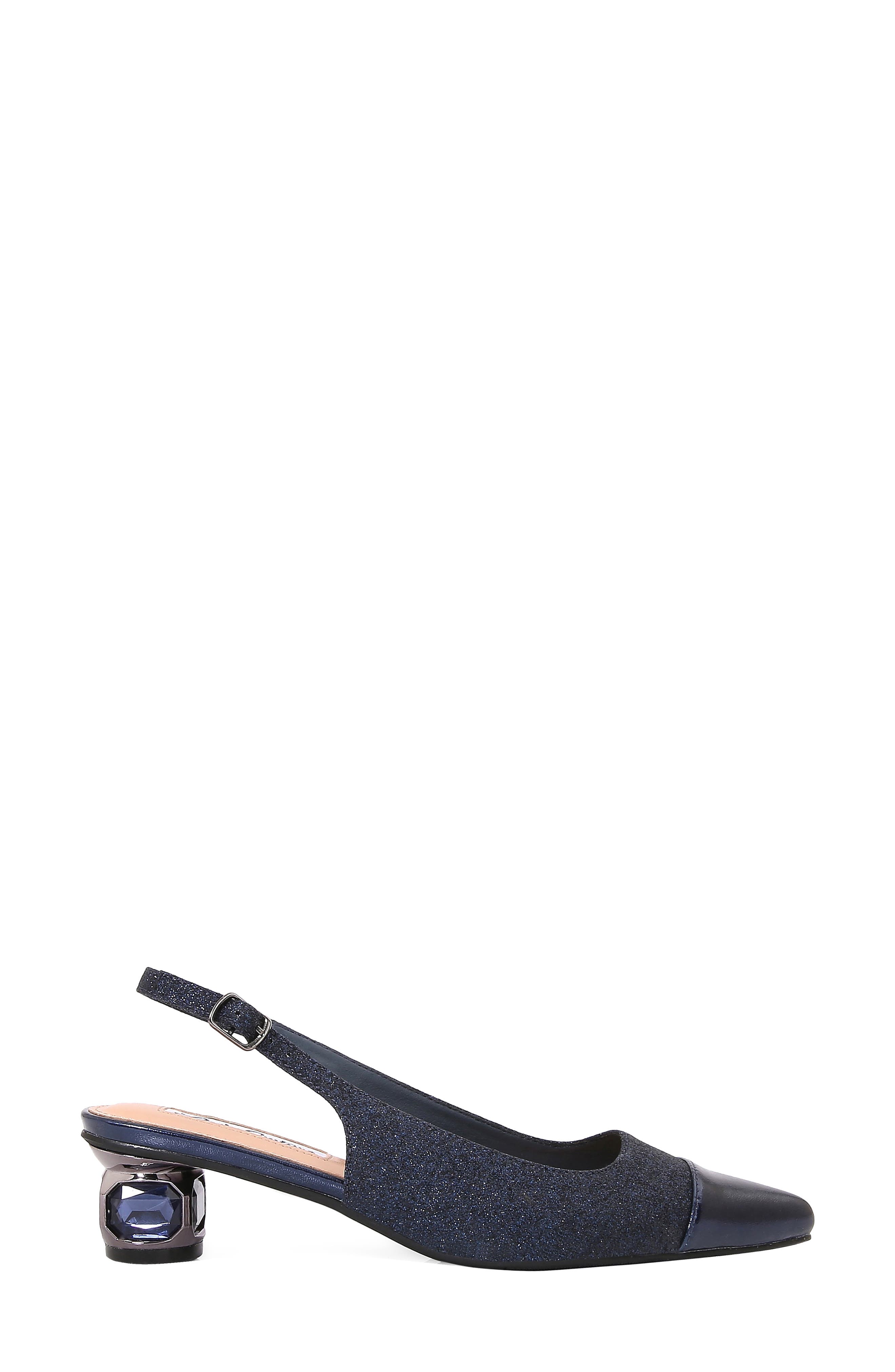 Saphire Pointed Toe Slingback Pump, Alternate, color, NAVY