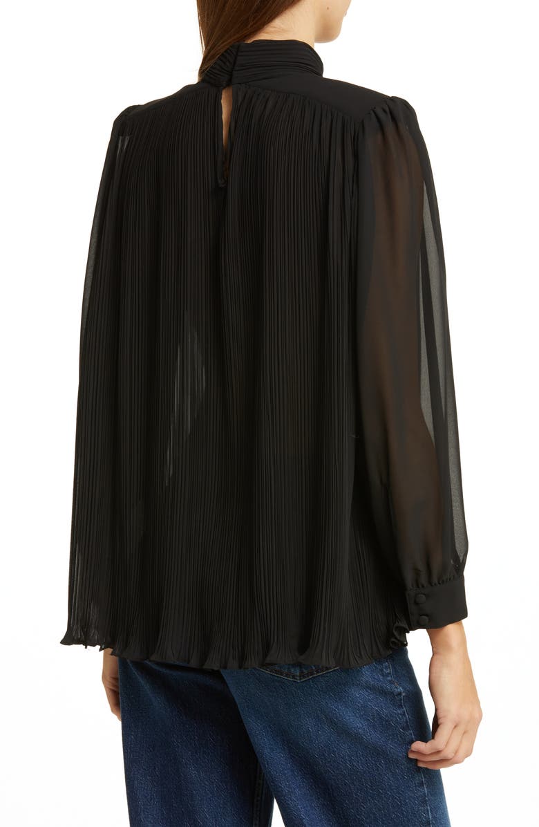 FRAME Plissé Mock Neck Top, Alternate, color,