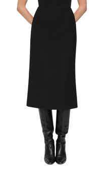 Crystal Embellished Wool & Silk Pencil Skirt