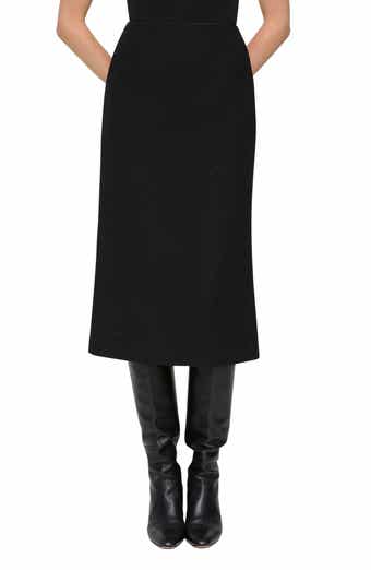 Crystal Embellished Wool & Silk Pencil Skirt