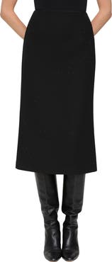 Lafayette 148 New York Crystal Embellished Wool & Silk Pencil Skirt