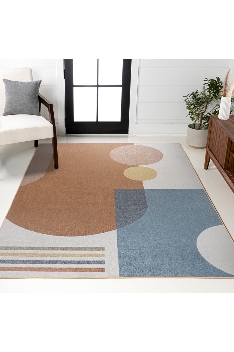 Slinger Modern Contemporary Collage Machine-Washable Area Rug, Alternate, color, Cream/Multi