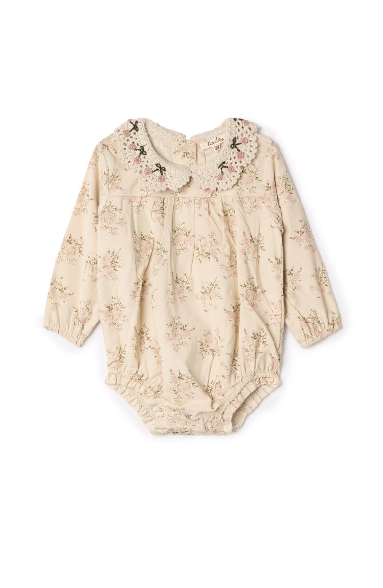 LOLA Flower Crochet Collar Corduroy Romper, Main, color, Rose Cloud