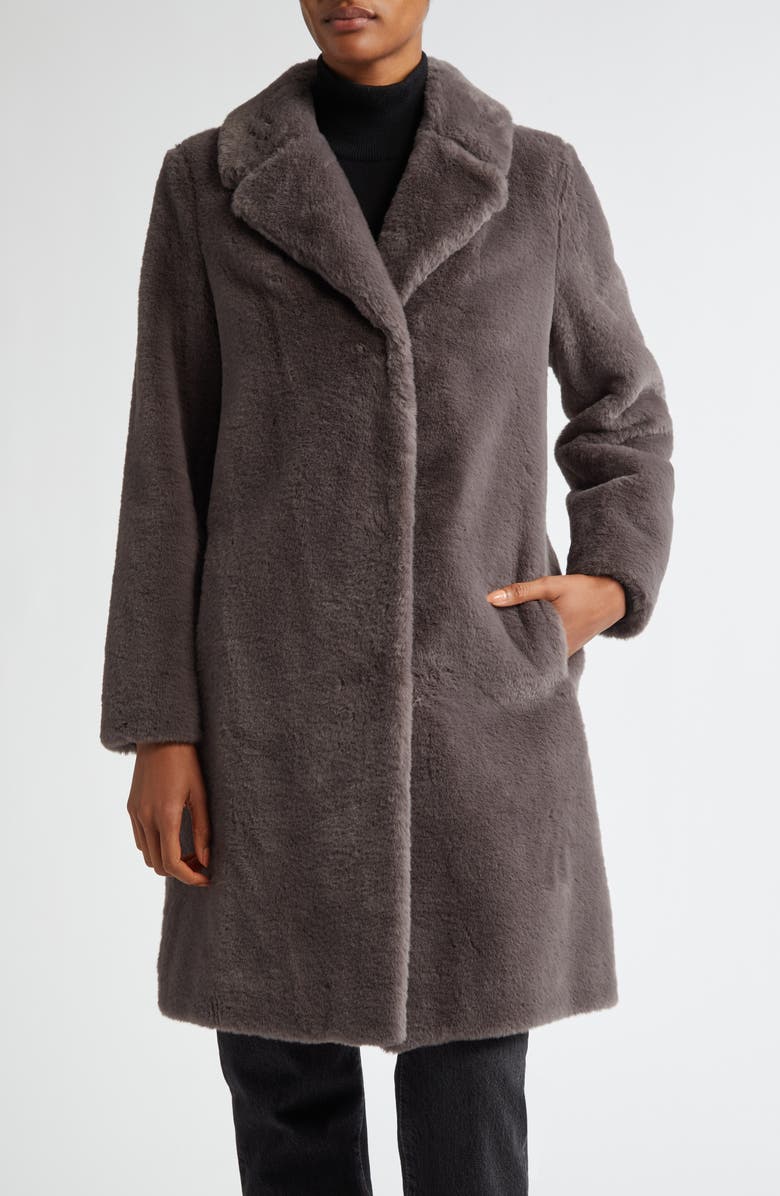 Herno Single Breasted Faux Fur Coat, Main, color,