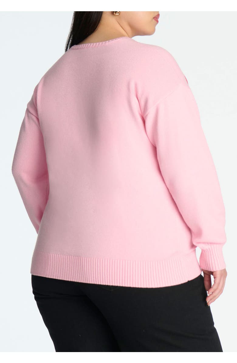 ELOQUII Big Heart Sweater, Alternate, color, Pink And Red