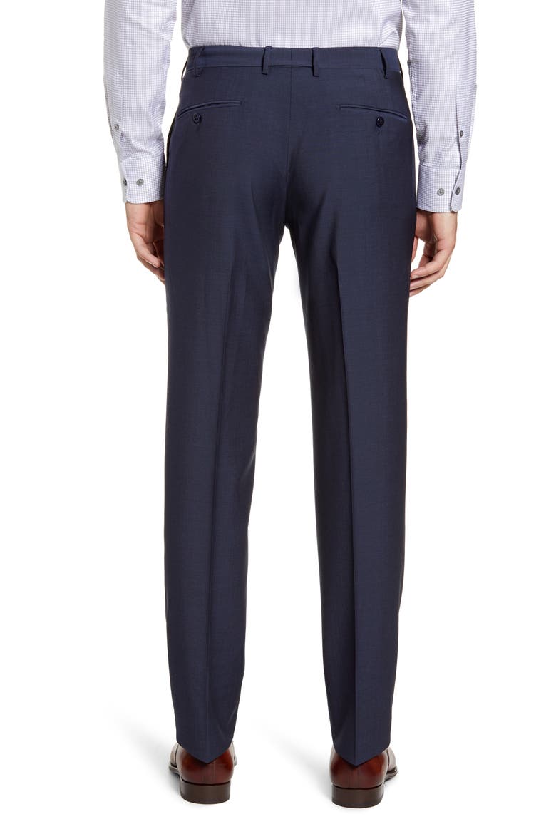 Parker Flat Front Solid Wool Dress Pants, Alternate, color, BLUE