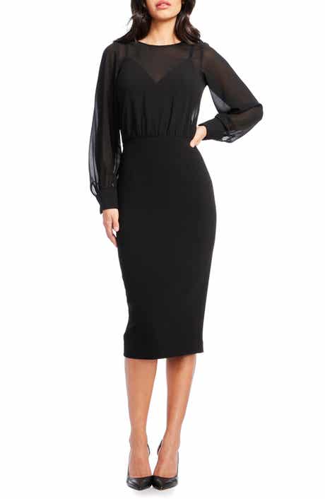 Dress the Population Pilar Mixed Media Long Sleeve Dress
