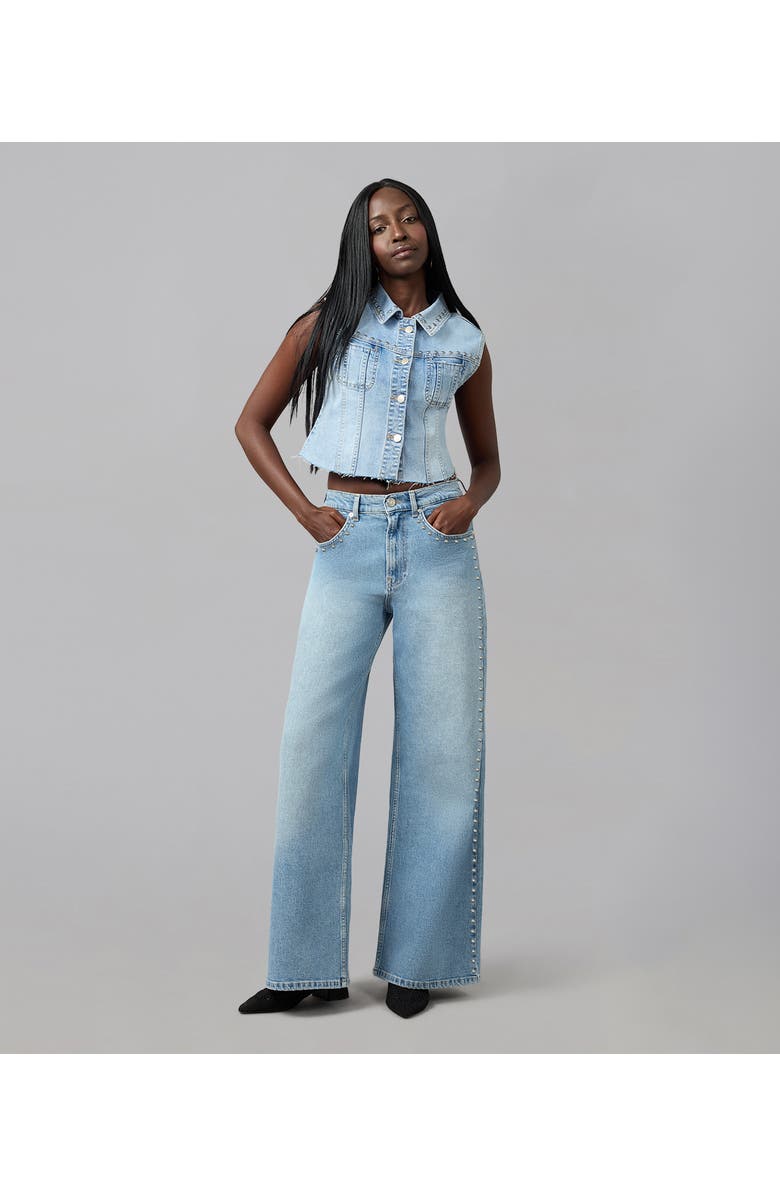 Lola Denim Gabbie Cropped Denim Vest, Alternate, color, Studden Whimsy Blue