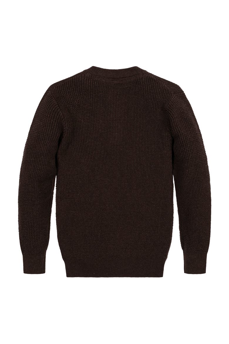Kids' Organic Sweater Henley with Elbow Patches, Alternate, color, Chocolate Heather