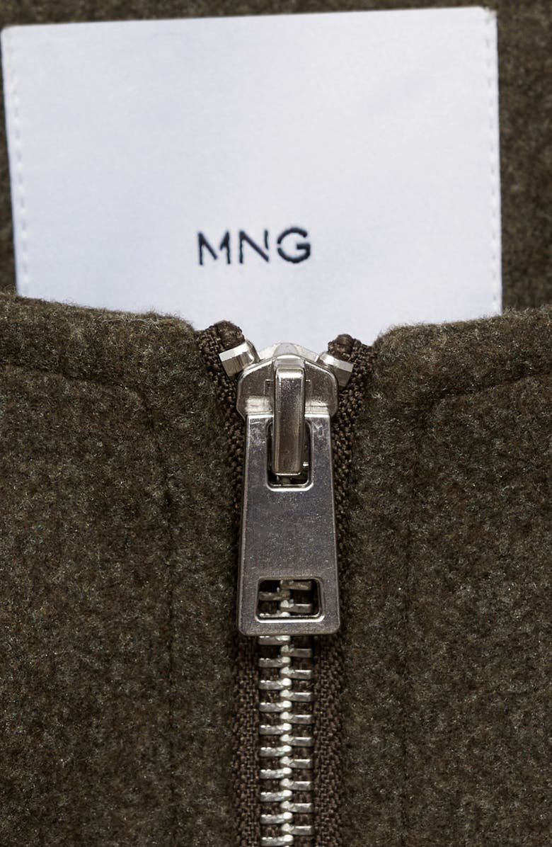 MANGO Gathered Waist Bomber Jacket, Alternate, color, Khaki Green