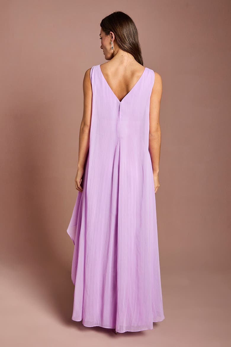 Cape Sleeve Pleated Maxi Dress, Alternate, color, Purple