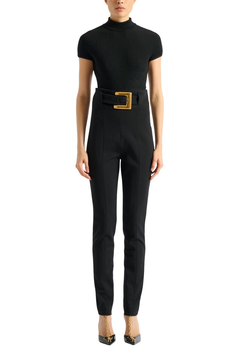 Stretch trousers with belt, Alternate, color, black